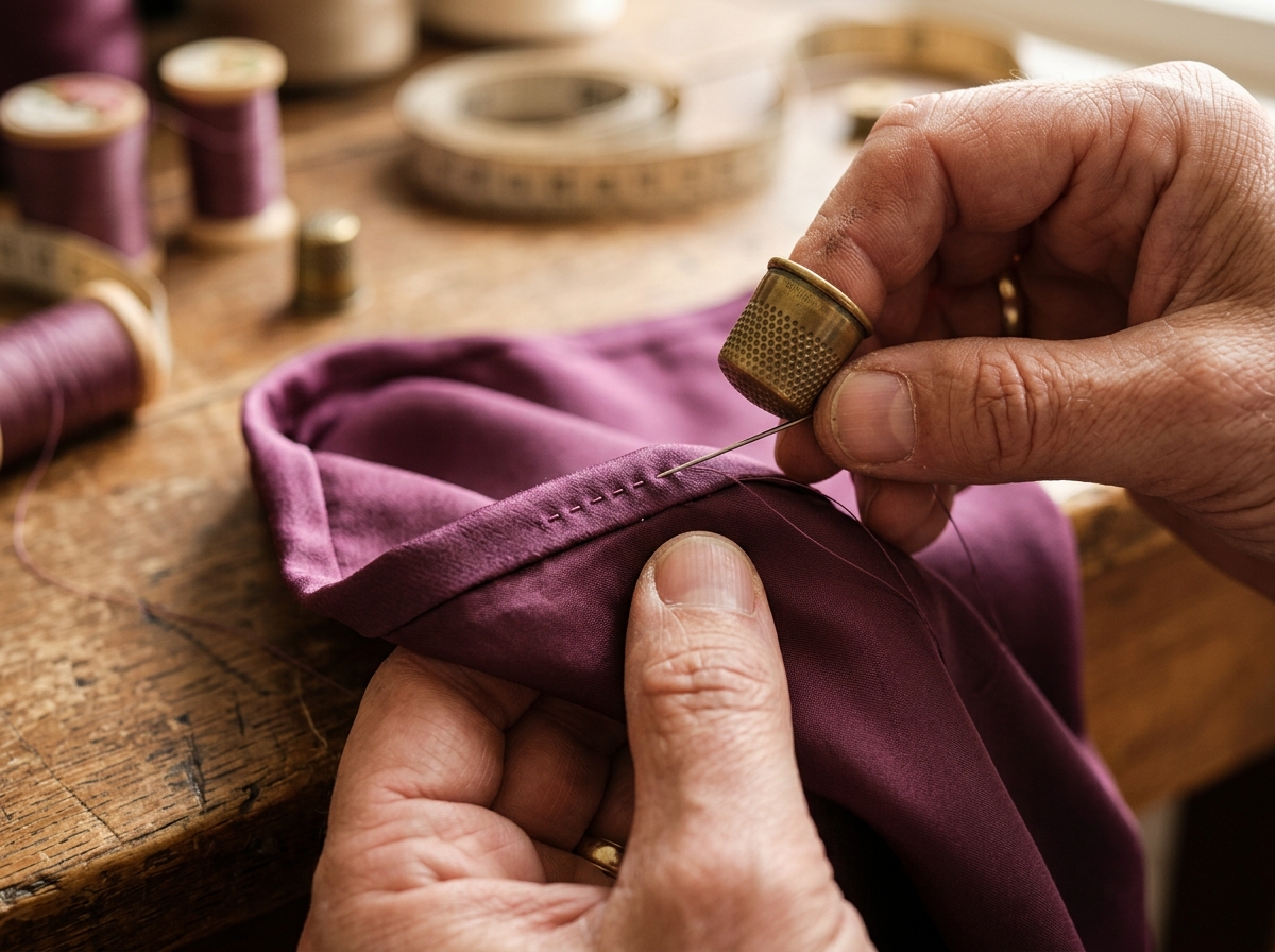Essential pattern cutting curves, shears, and sewing machine tools on studio workbench