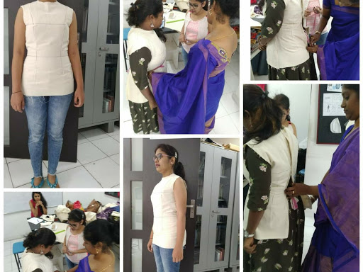 Students engaged in hands-on pattern drafting and garment construction at VFA Bengaluru